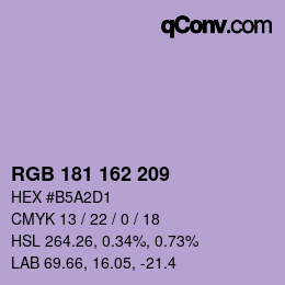 Color code: RGB 181 162 209 | qconv.com