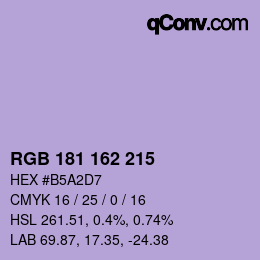 Code couleur: RGB 181 162 215 | qconv.com