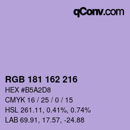 カラーコード: RGB 181 162 216 | qconv.com
