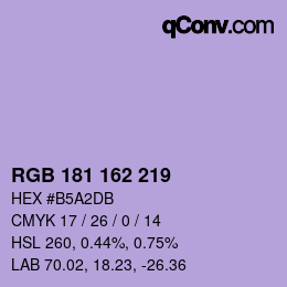 カラーコード: RGB 181 162 219 | qconv.com
