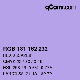 Color code: RGB 181 162 232 | qconv.com