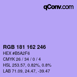 Color code: RGB 181 162 246 | qconv.com
