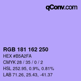 Color code: RGB 181 162 250 | qconv.com