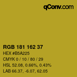 Color code: RGB 181 162 37 | qconv.com