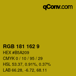カラーコード: RGB 181 162 9 | qconv.com