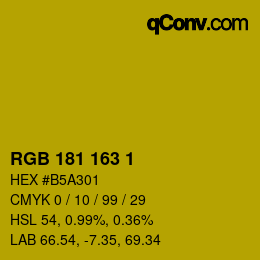 カラーコード: RGB 181 163 1 | qconv.com