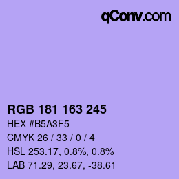 颜色代码: RGB 181 163 245 | qconv.com