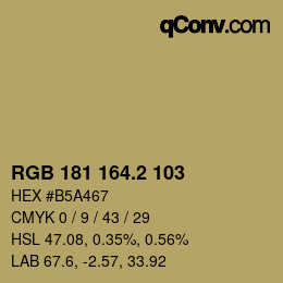 カラーコード: RGB 181 164.2 103 | qconv.com
