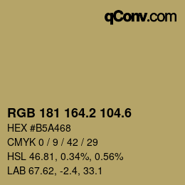 カラーコード: RGB 181 164.2 104.6 | qconv.com