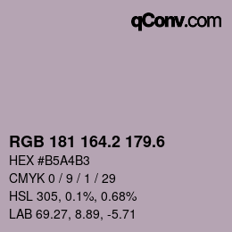 カラーコード: RGB 181 164.2 179.6 | qconv.com