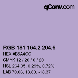 カラーコード: RGB 181 164.2 204.6 | qconv.com