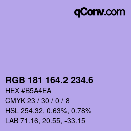 カラーコード: RGB 181 164.2 234.6 | qconv.com