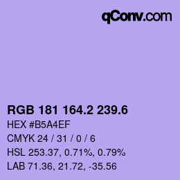 カラーコード: RGB 181 164.2 239.6 | qconv.com