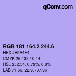 カラーコード: RGB 181 164.2 244.6 | qconv.com
