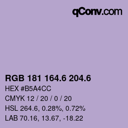 カラーコード: RGB 181 164.6 204.6 | qconv.com