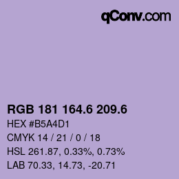 カラーコード: RGB 181 164.6 209.6 | qconv.com