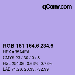 カラーコード: RGB 181 164.6 234.6 | qconv.com