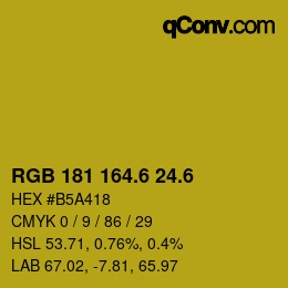 カラーコード: RGB 181 164.6 24.6 | qconv.com