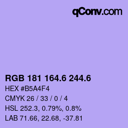 カラーコード: RGB 181 164.6 244.6 | qconv.com