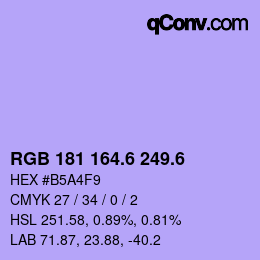 カラーコード: RGB 181 164.6 249.6 | qconv.com