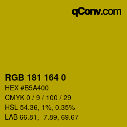 Color code: RGB 181 164 0 | qconv.com