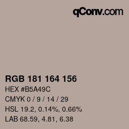 Farbcode: RGB 181 164 156 | qconv.com