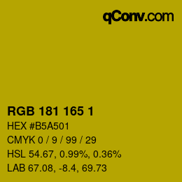 カラーコード: RGB 181 165 1 | qconv.com