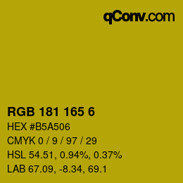 Color code: RGB 181 165 6 | qconv.com