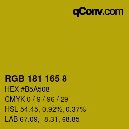 カラーコード: RGB 181 165 8 | qconv.com