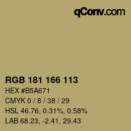 Color code: RGB 181 166 113 | qconv.com