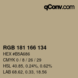 Color code: RGB 181 166 134 | qconv.com