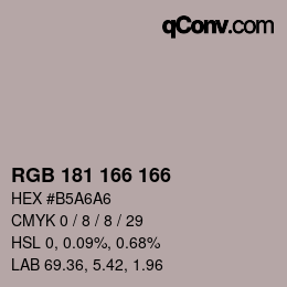 Color code: RGB 181 166 166 | qconv.com