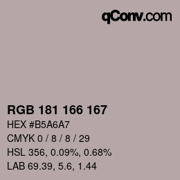 Color code: RGB 181 166 167 | qconv.com