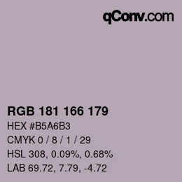 Código de color: RGB 181 166 179 | qconv.com