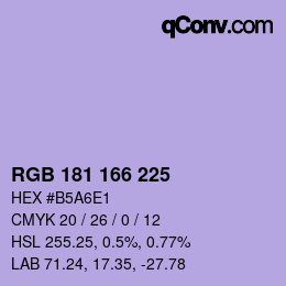 Color code: RGB 181 166 225 | qconv.com