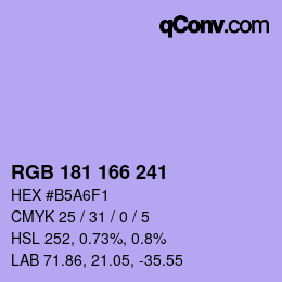 Color code: RGB 181 166 241 | qconv.com