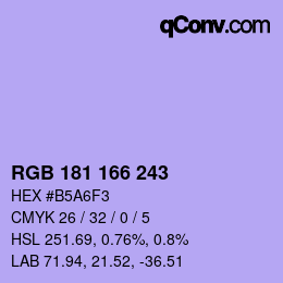 Color code: RGB 181 166 243 | qconv.com