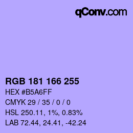 Color code: RGB 181 166 255 | qconv.com