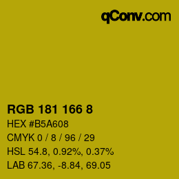 カラーコード: RGB 181 166 8 | qconv.com