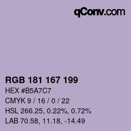 Color code: RGB 181 167 199 | qconv.com