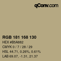 Farbcode: RGB 181 168 130 | qconv.com