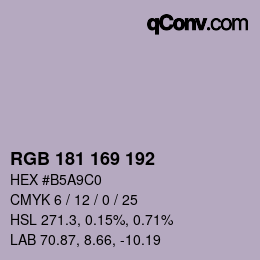 Color code: RGB 181 169 192 | qconv.com