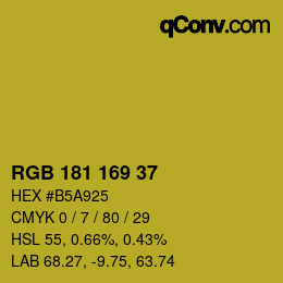 Color code: RGB 181 169 37 | qconv.com