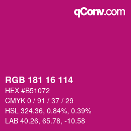 Color code: RGB 181 16 114 | qconv.com