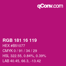 カラーコード: RGB 181 16 119 | qconv.com