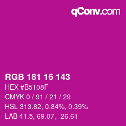 Color code: RGB 181 16 143 | qconv.com