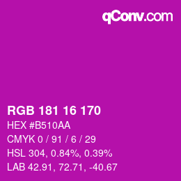 Color code: RGB 181 16 170 | qconv.com