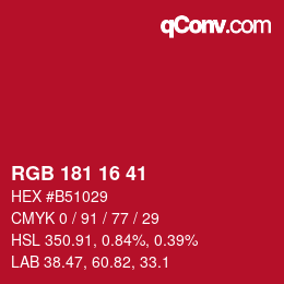カラーコード: RGB 181 16 41 | qconv.com