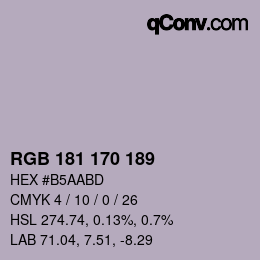 カラーコード: RGB 181 170 189 | qconv.com