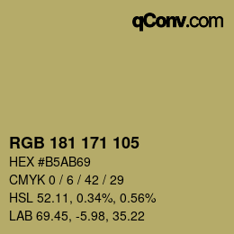 Color code: RGB 181 171 105 | qconv.com